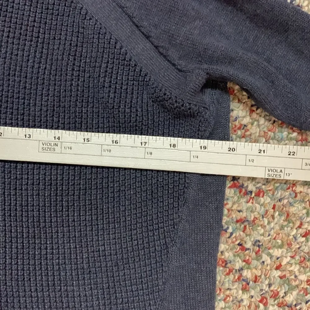 Athleta Women's Navy Blue Waffle Knit Side Zip Crewneck Sweater Size M